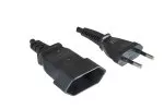 Захранващ кабел от евро щепсел до контакт, 0,75 mm², удължител, VDE, черен, дължина 2,00 m